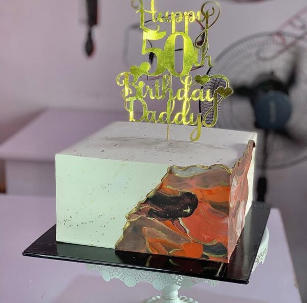 Marble design birthday cake